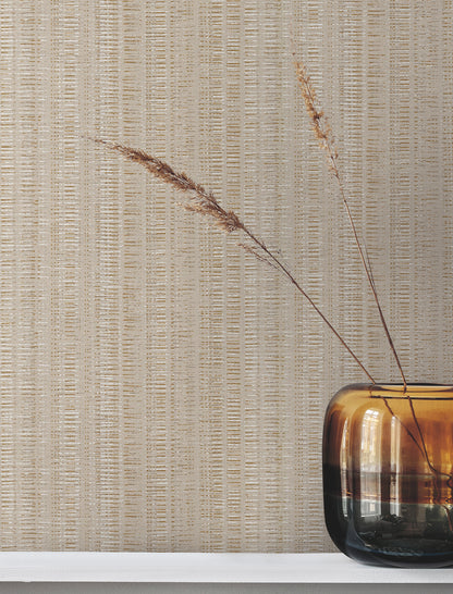 York Wallcoverings Urban Digest Stratford Linen Wallpaper Transitional Stripes Browns   - UD2541N