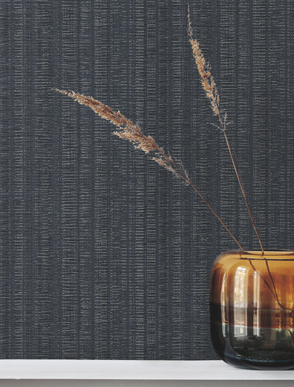 York Wallcoverings Urban Digest Stratford Midnight Wallpaper Transitional Stripes Blues   - UD2546N