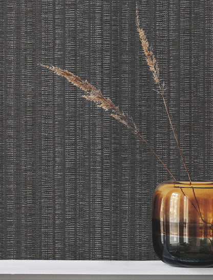 York Wallcoverings Urban Digest Stratford Carbon Wallpaper Transitional Stripes Blacks   - UD2549N