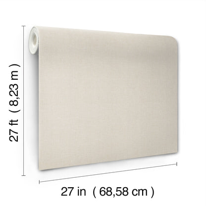 Beige linen-textured wallpaper on a roll; powder sand color, 27 in by 27 ft