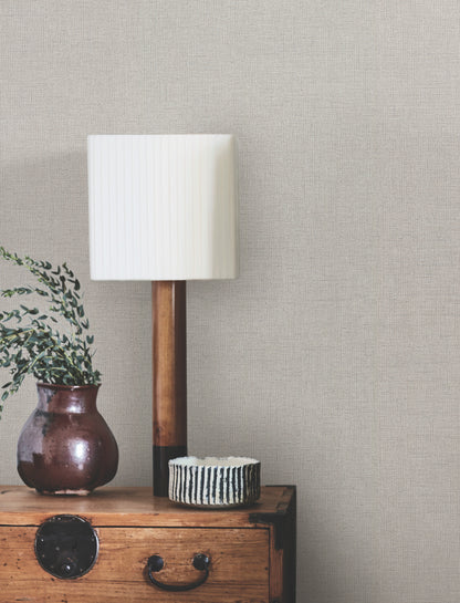 Grey linen-shale wallpaper with a traditional weave pattern.