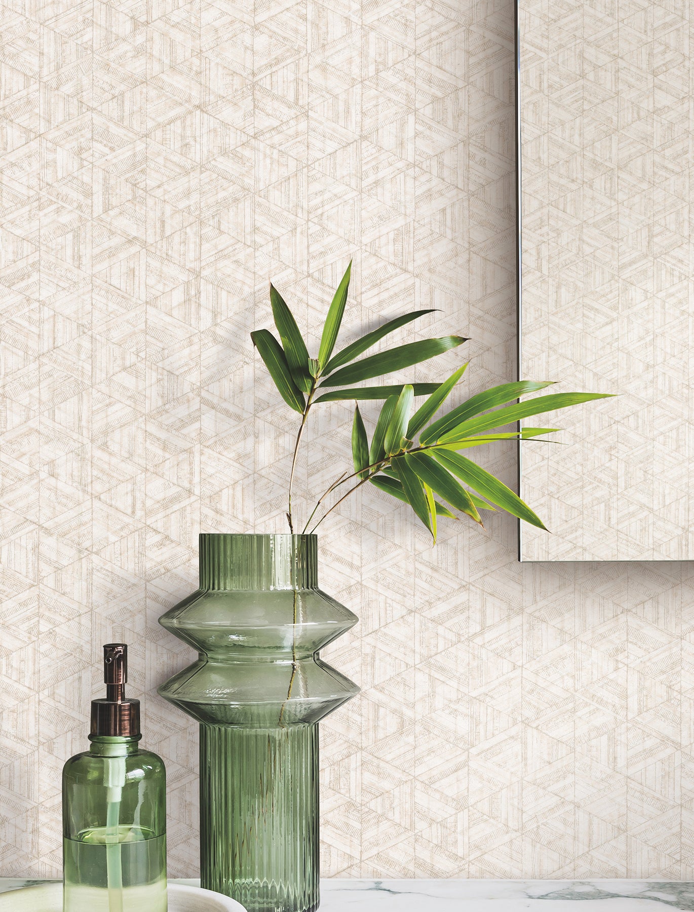 York Wallcoverings Urban Digest Rune Basswood Wallpaper Modern Geometrics Beiges   - UD2579N