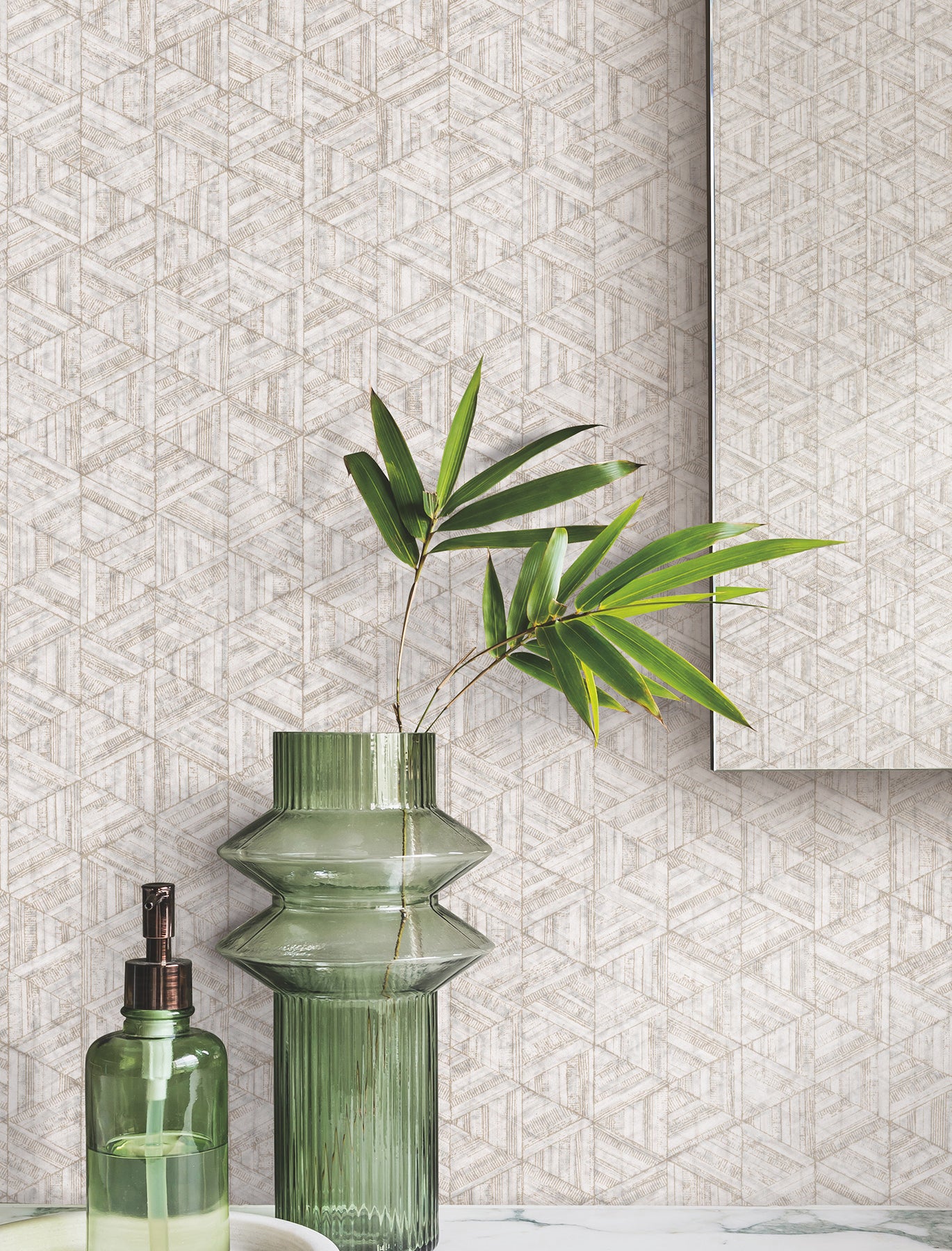 York Wallcoverings Urban Digest Rune Chestnut Wallpaper Modern Geometrics Greys   - UD2580N