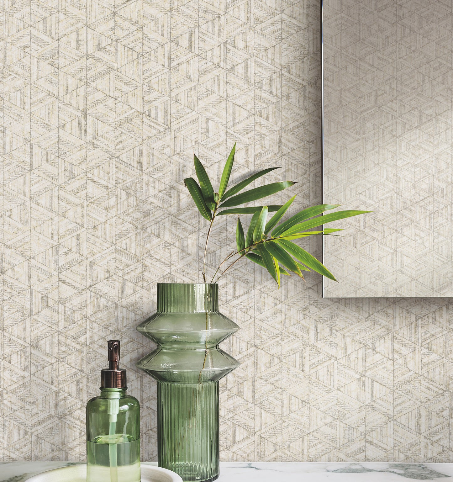 York Wallcoverings Urban Digest Rune Bone Wallpaper Modern Geometrics Greys   - UD2581N