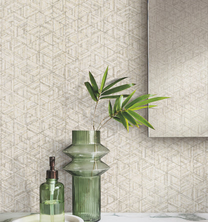 York Wallcoverings Urban Digest Rune Bone Wallpaper Modern Geometrics Greys   - UD2581N