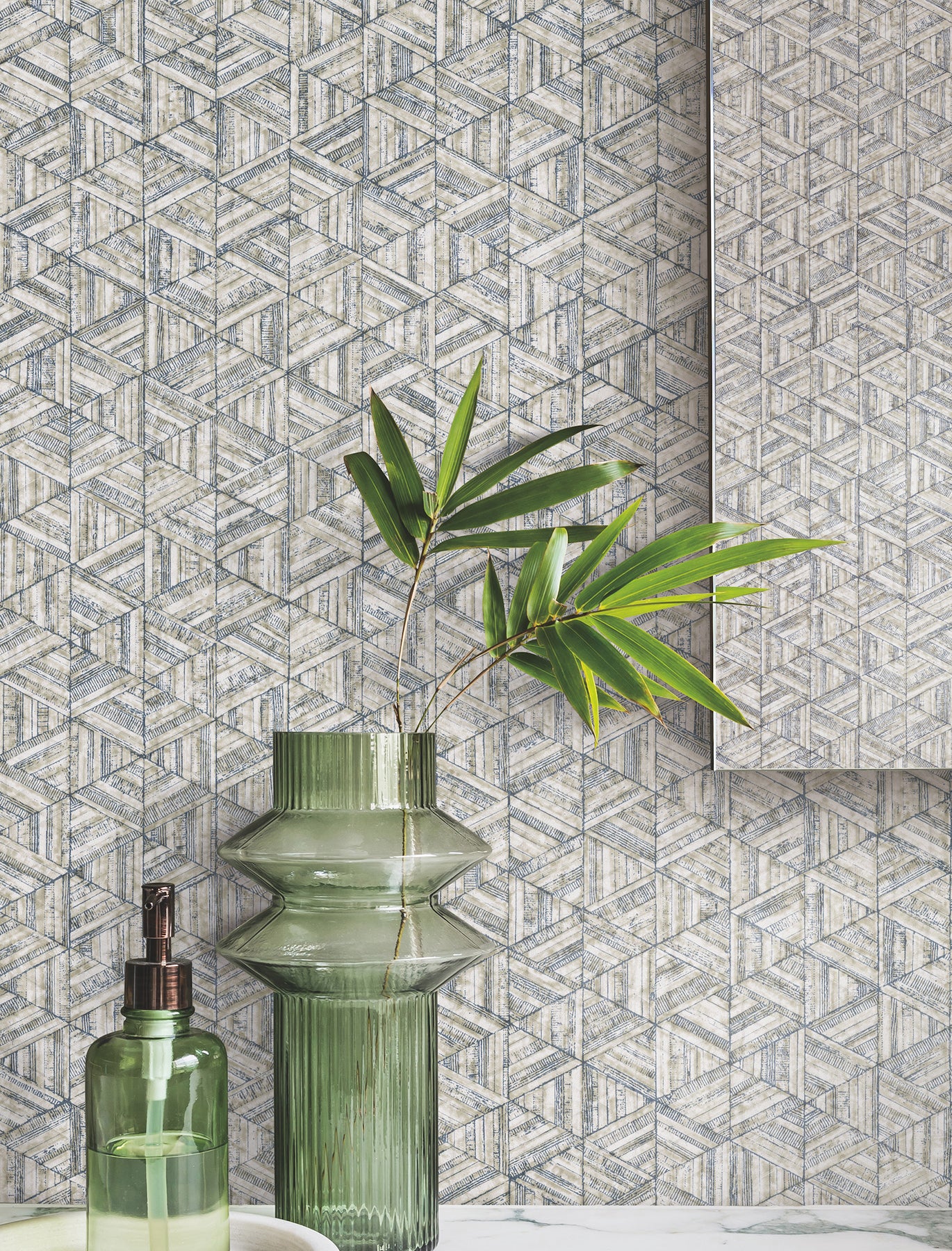 York Wallcoverings Urban Digest Rune Oyster Wallpaper Modern Geometrics Whites and Off-Whites   - UD2583N