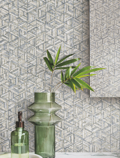 York Wallcoverings Urban Digest Rune Oyster Wallpaper Modern Geometrics Whites and Off-Whites   - UD2583N