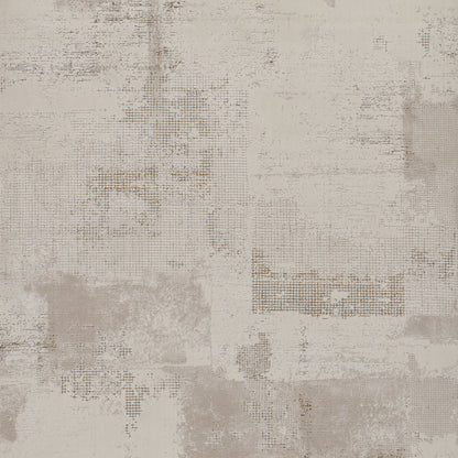Beige distressed patchwork rug texture in cream and taupe tones with grid pattern, neutral decor.