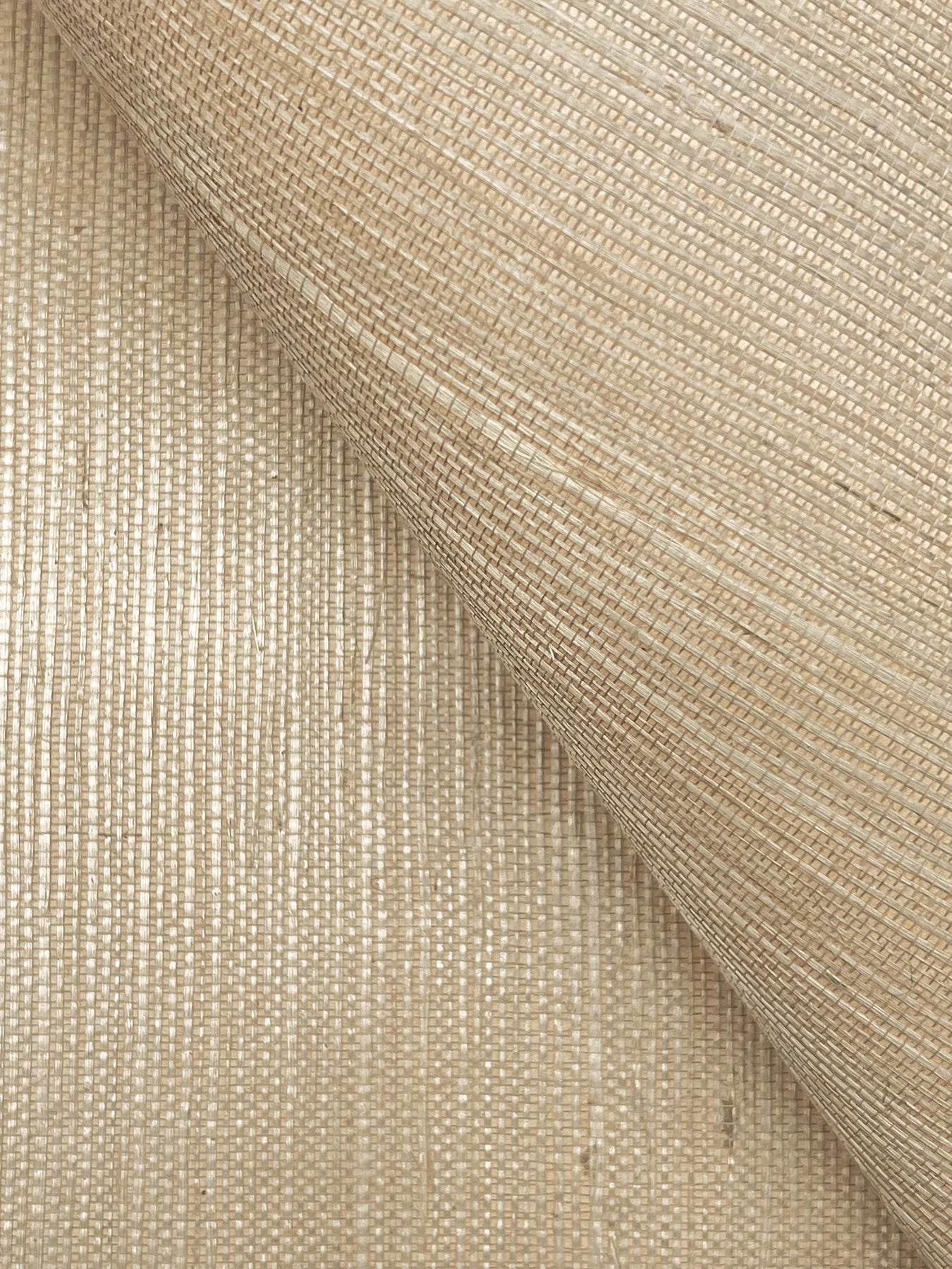 Gray grasscloth wallpaper; close-up of a woven sisal texture with a linen-like weave.
