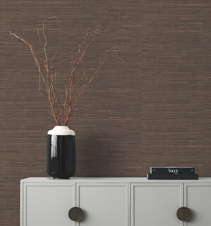 York Wallcoverings Black and White, III Knotted Grass Brown Wallpaper Traditional Grasscloth Browns   - VG4437GV