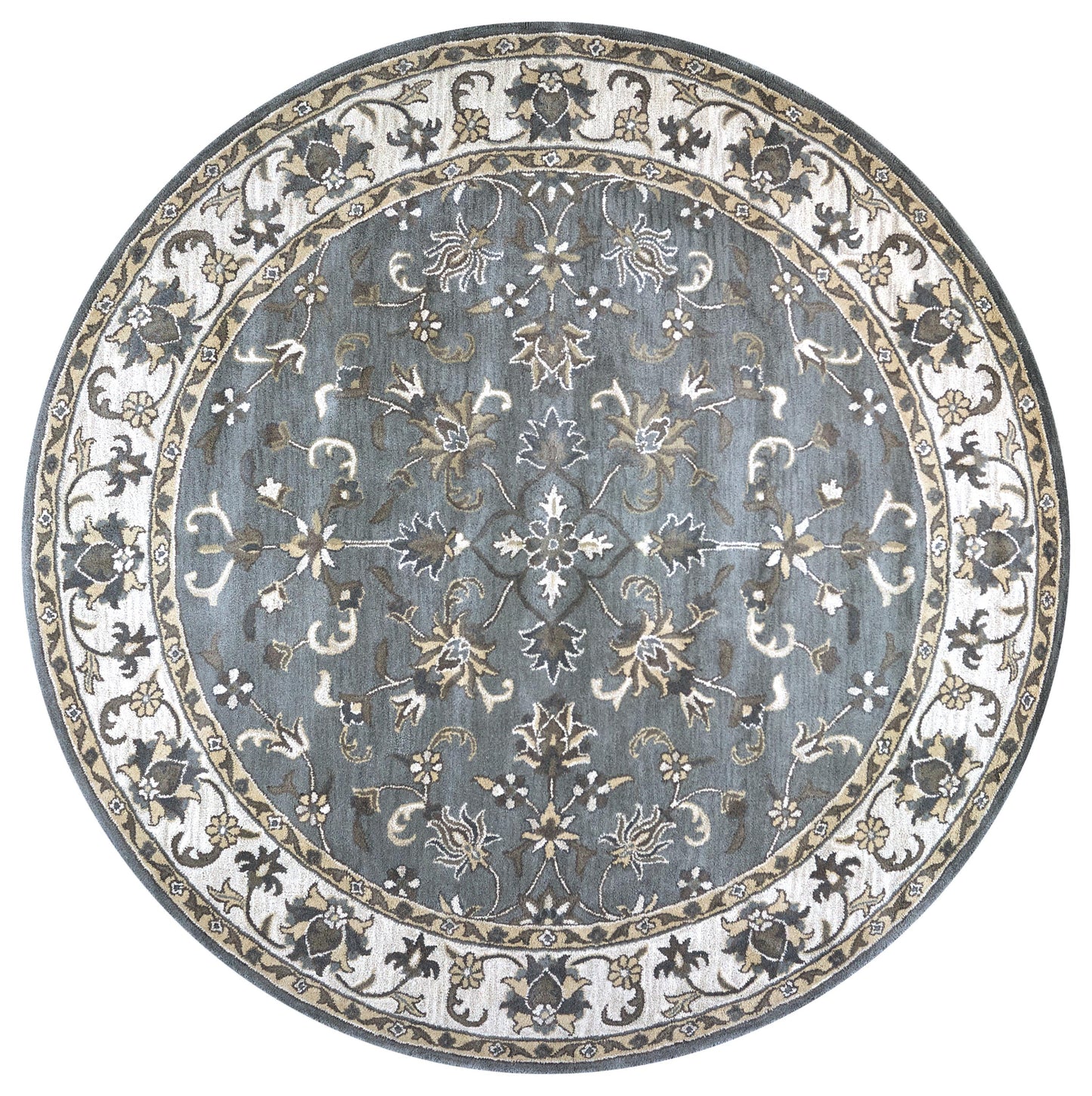 Round traditional rug, 8 ft diameter.