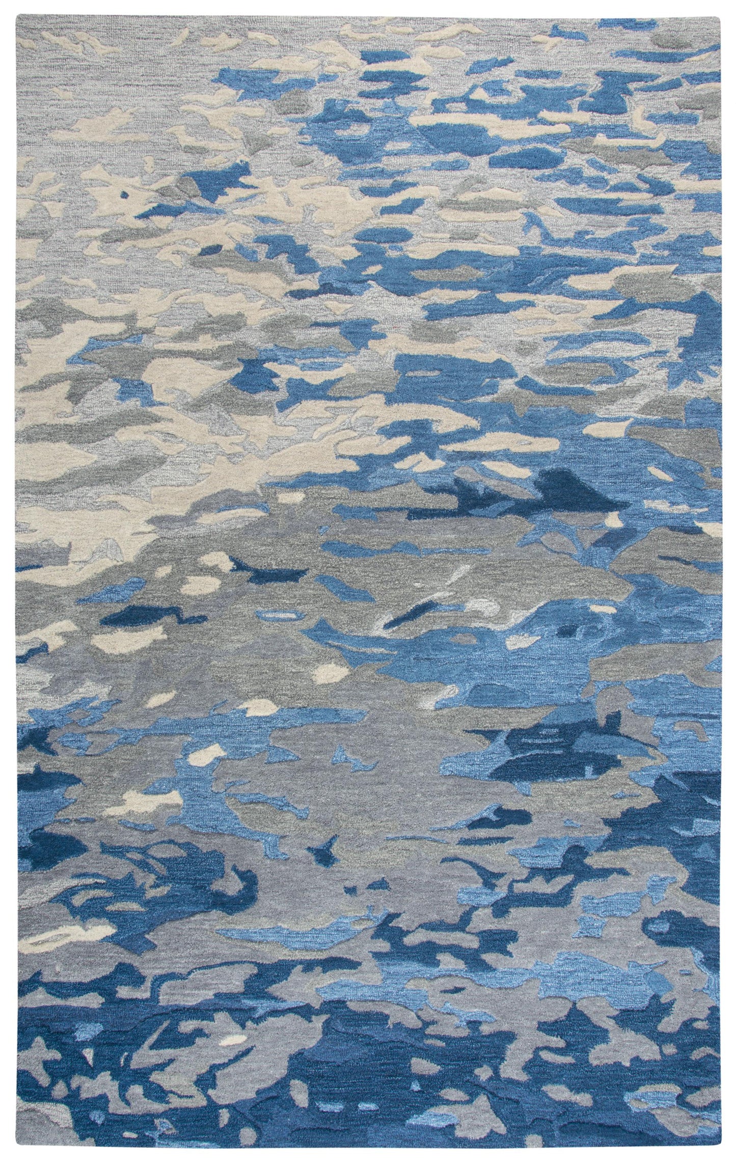 8' x 10' contemporary rug laid flat on the floor.
