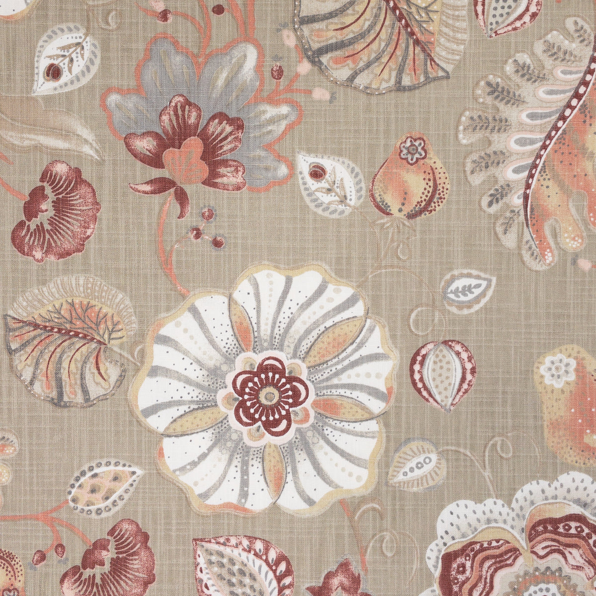 STOUT TEXTILES  MULTIPURPOSE,PRINT TRANSITIONAL,, FLORAL CLAY,TILE   - VOTE-1