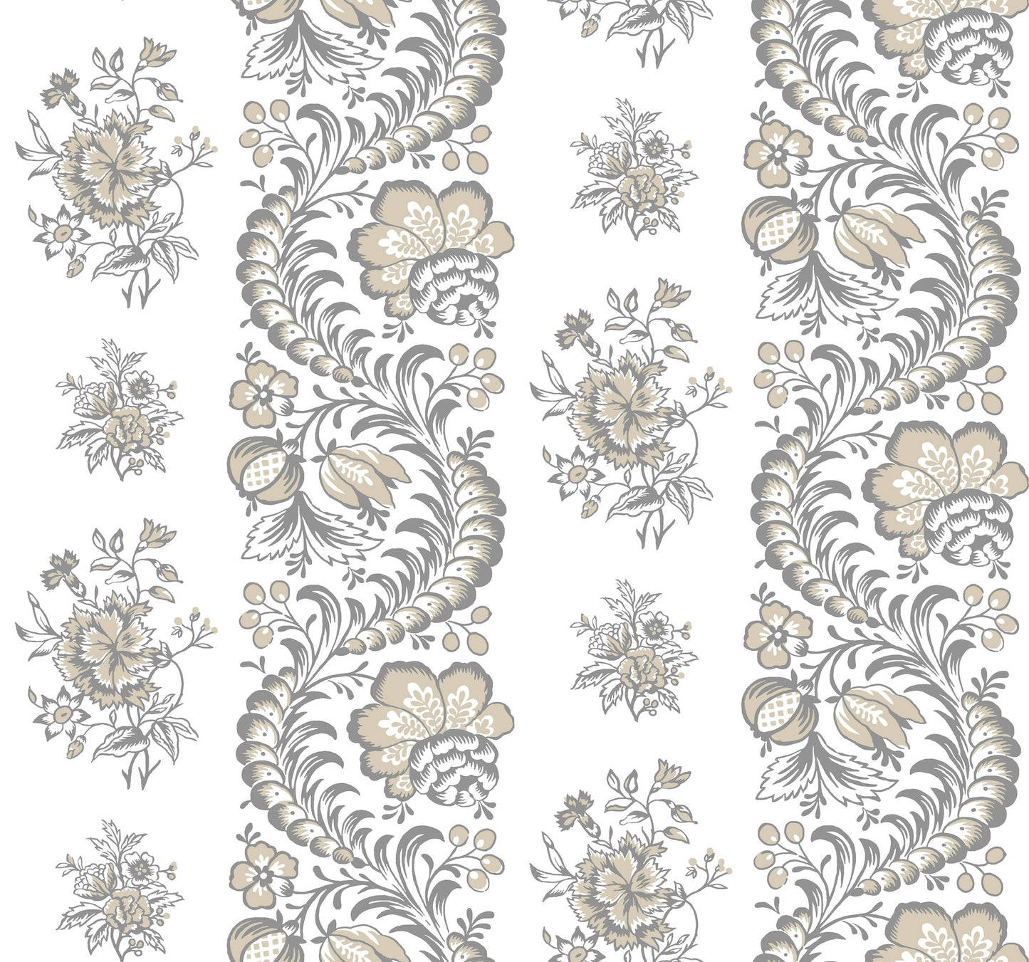 York Wallcoverings Antonina Vella Beaumont Charcoal Floral Stripe Wallpaper Botanical Kitchen & Bath Charcoal  Wallpaper - VP1303