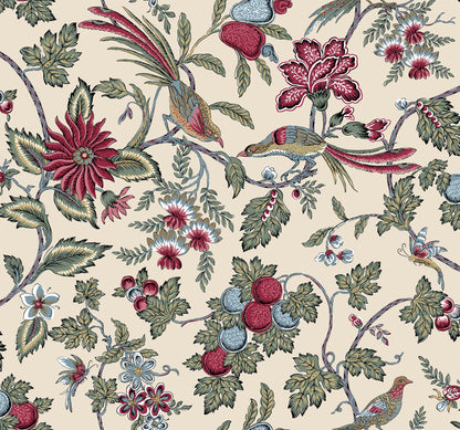 York Wallcoverings Antonina Vella Parterre Raspberry Jacobean Wallpaper Animals Traditional Raspberry  Wallpaper - VP1312