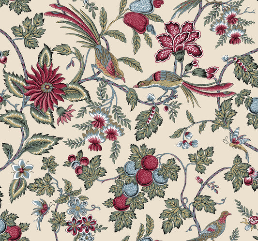 York Wallcoverings Antonina Vella Parterre Raspberry Jacobean Wallpaper Animals Traditional Raspberry  Wallpaper - VP1312