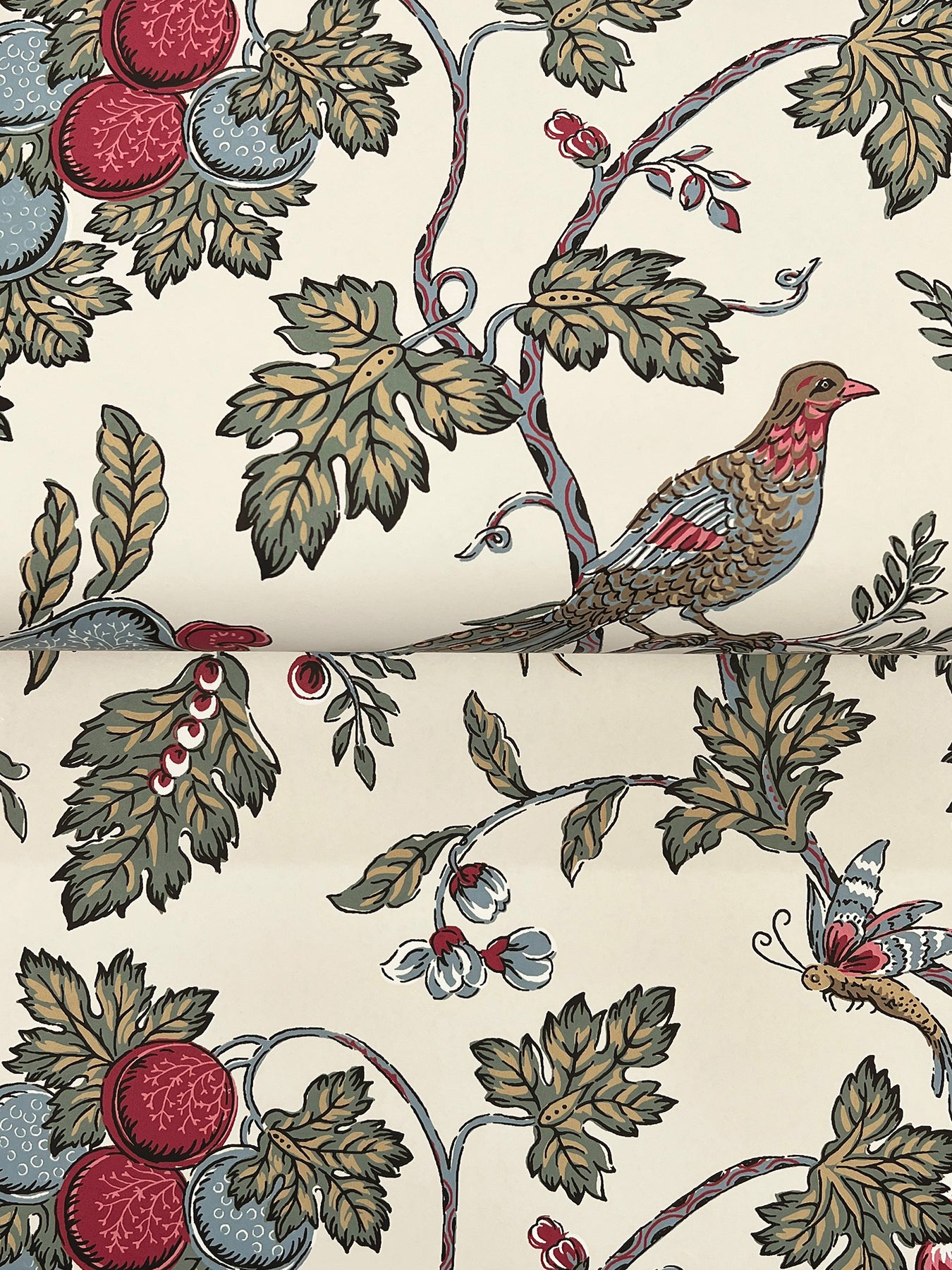 York Wallcoverings Antonina Vella Parterre Raspberry Jacobean Wallpaper Animals Traditional Raspberry  Wallpaper - VP1312