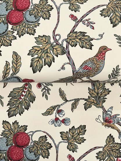 York Wallcoverings Antonina Vella Parterre Raspberry Jacobean Wallpaper Animals Traditional Raspberry  Wallpaper - VP1312