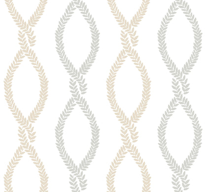 York Wallcoverings Antonina Vella Laureate Neutral Vine Trellis Wallpaper Graphics Transitional Beige & Grey  Wallpaper - VP1322