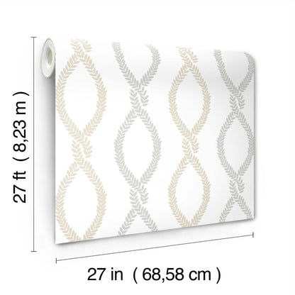 York Wallcoverings Antonina Vella Laureate Neutral Vine Trellis Wallpaper Graphics Transitional Beige & Grey  Wallpaper - VP1322