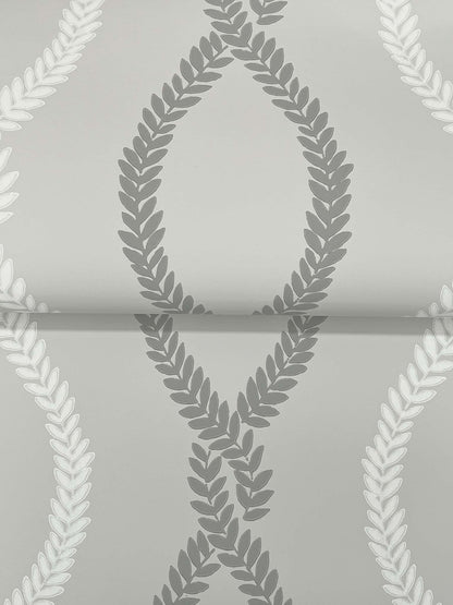 York Wallcoverings Antonina Vella Laureate Grey Vine Trellis Wallpaper Graphics Transitional Grey  Wallpaper - VP1323