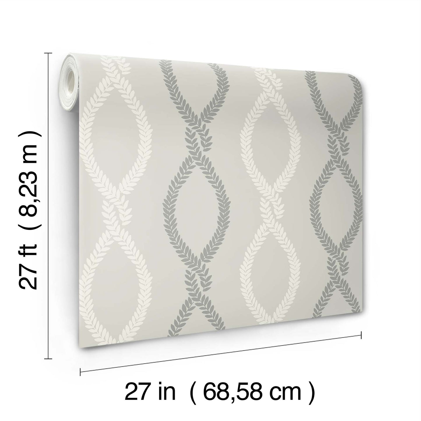 York Wallcoverings Antonina Vella Laureate Grey Vine Trellis Wallpaper Graphics Transitional Grey  Wallpaper - VP1323