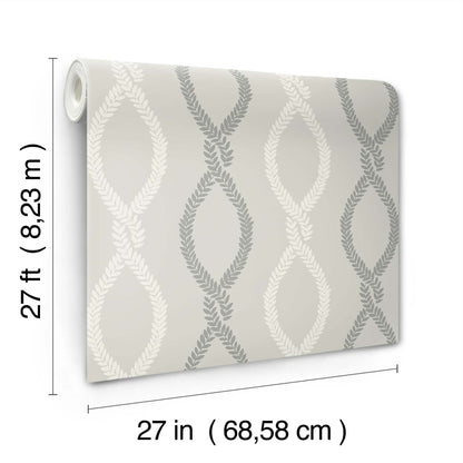 York Wallcoverings Antonina Vella Laureate Grey Vine Trellis Wallpaper Graphics Transitional Grey  Wallpaper - VP1323