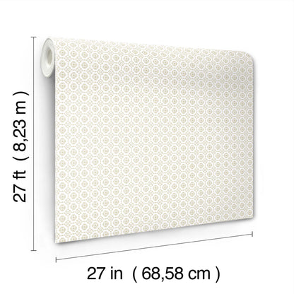 York Wallcoverings Antonina Vella Priti Beige Floral Grid Wallpaper Botanical Farmhouse Beige  Wallpaper - VP1333