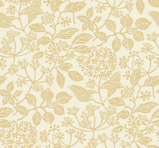 York Wallcoverings Antonina Vella Rowen Honey Botanical Wallpaper Botanical Farmhouse Saffron  Wallpaper - VP1341