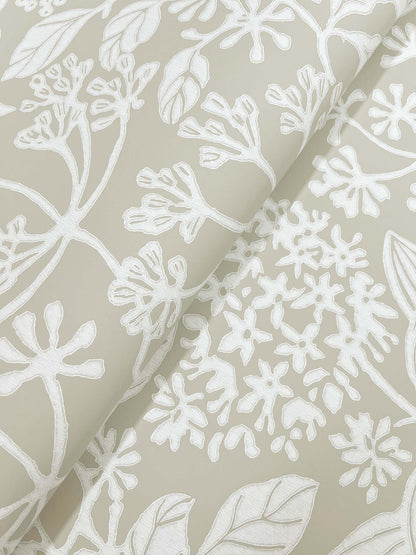York Wallcoverings Antonina Vella Rowen Taupe Botanical Wallpaper Botanical Farmhouse Taupe  Wallpaper - VP1344