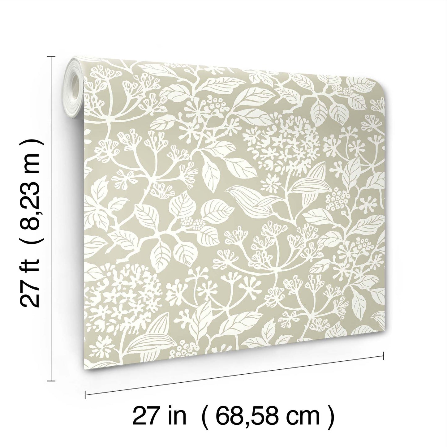 York Wallcoverings Antonina Vella Rowen Taupe Botanical Wallpaper Botanical Farmhouse Taupe  Wallpaper - VP1344