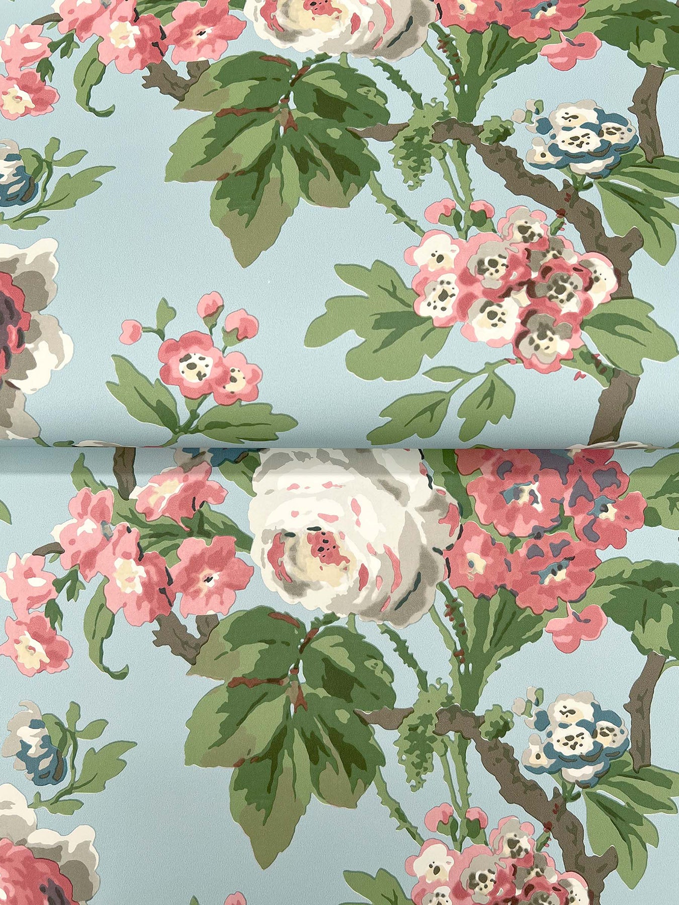 York Wallcoverings Antonina Vella Beatrix Sky Blue Vintage Floral Wallpaper Graphics Farmhouse Sky Blue  Wallpaper - VP1354