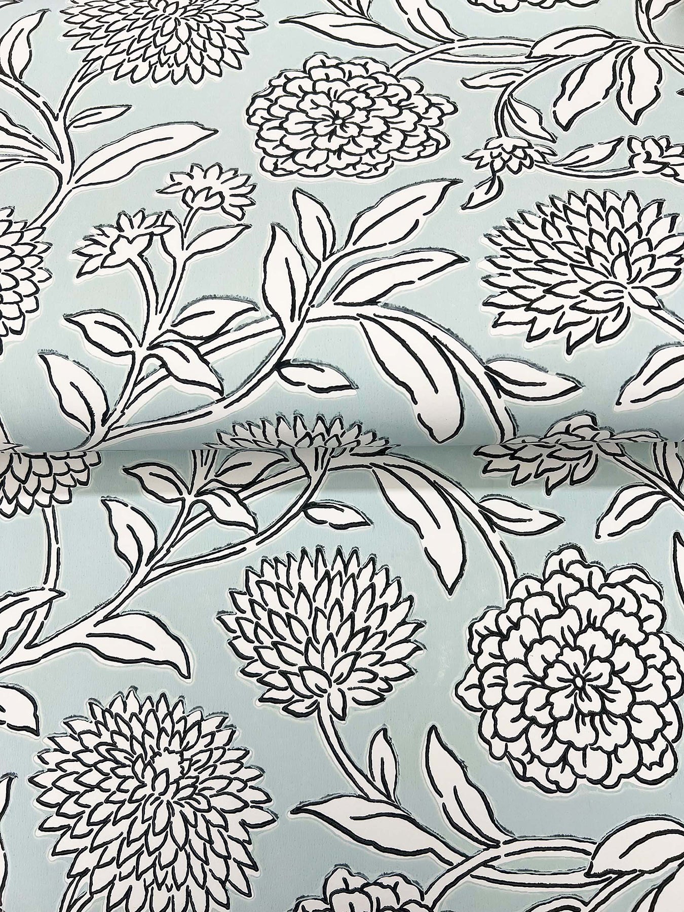 York Wallcoverings Antonina Vella Chatsworth Garden Sky Blue Floral Trail Wallpaper Botanical Modern Sky Blue  Wallpaper - VP1361