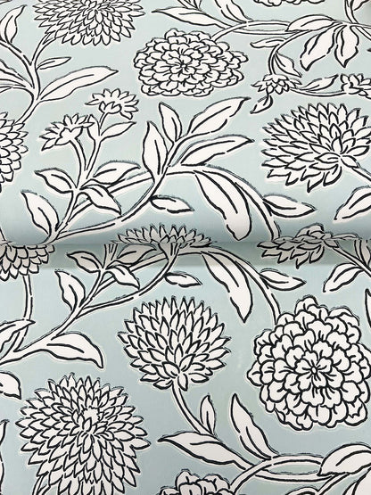 York Wallcoverings Antonina Vella Chatsworth Garden Sky Blue Floral Trail Wallpaper Botanical Modern Sky Blue  Wallpaper - VP1361