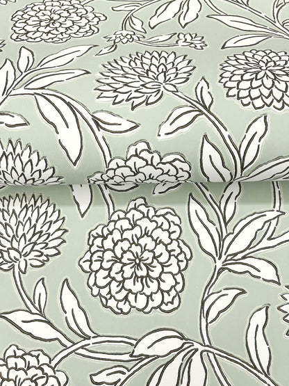 York Wallcoverings Antonina Vella Chatsworth Garden Light Green Floral Trail Wallpaper Botanical Modern Celery  Wallpaper - VP1362