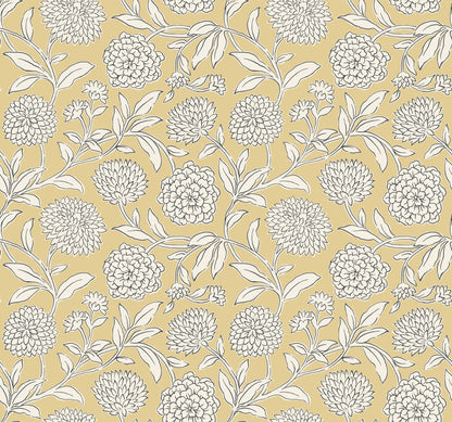 York Wallcoverings Antonina Vella Chatsworth Garden Butter Floral Trail Wallpaper Botanical Modern Saffron  Wallpaper - VP1364