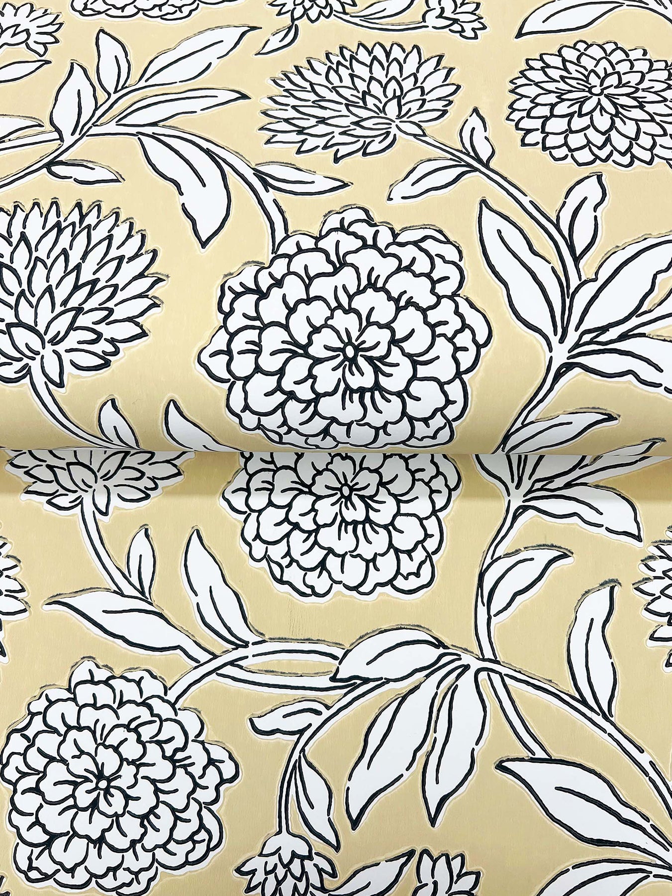 York Wallcoverings Antonina Vella Chatsworth Garden Butter Floral Trail Wallpaper Botanical Modern Saffron  Wallpaper - VP1364