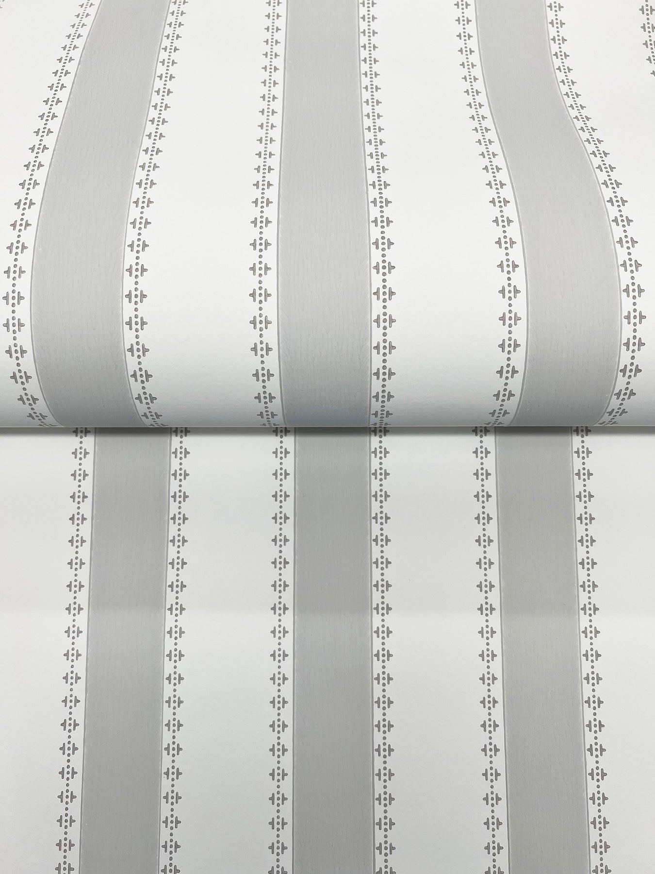 York Wallcoverings Antonina Vella Tilford Light Grey Awning Stripe Wallpaper Graphics Farmhouse Grey & White  Wallpaper - VP1373