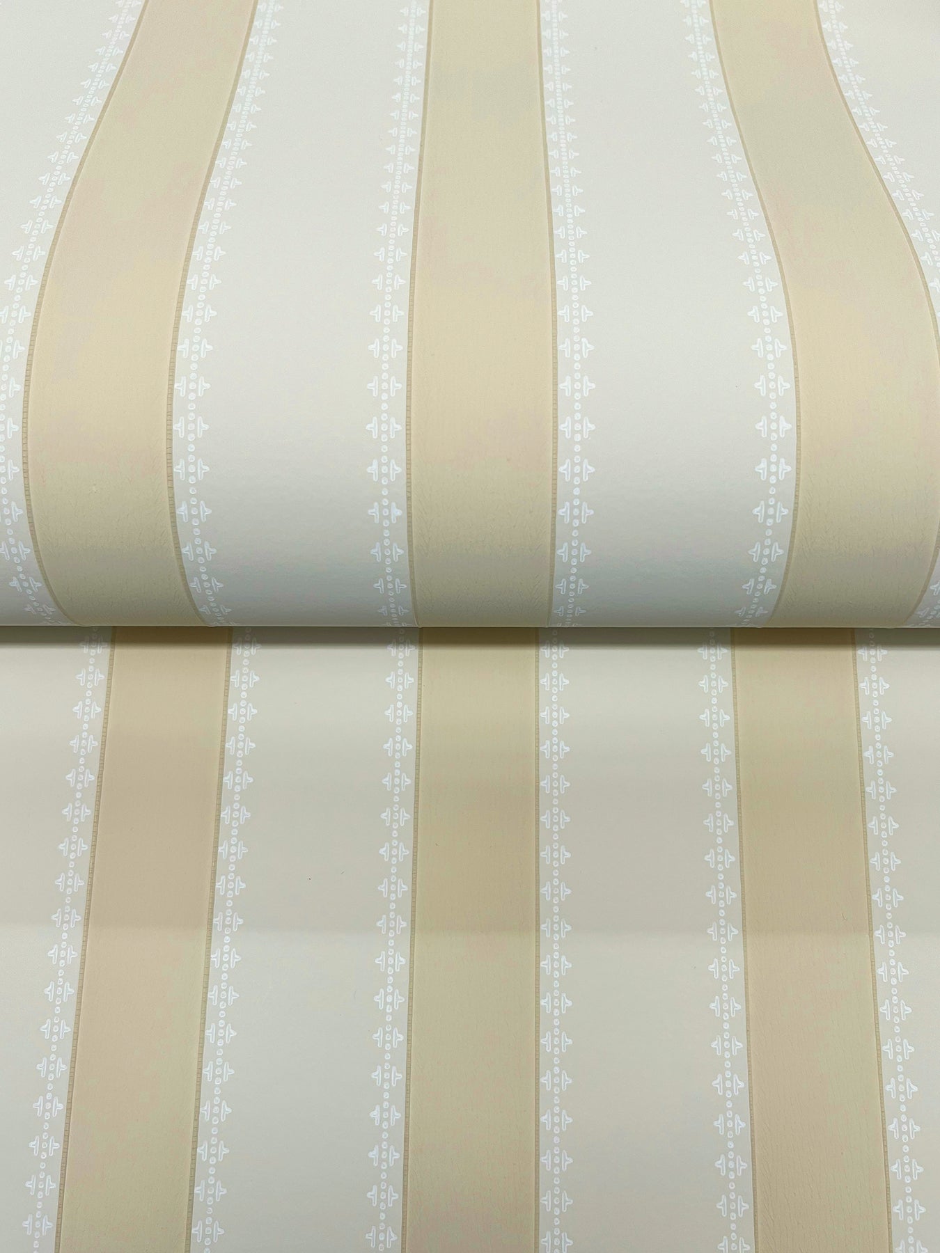 York Wallcoverings Antonina Vella Tilford Neutral Awning Stripe Wallpaper Graphics Farmhouse Beige  Wallpaper - VP1374
