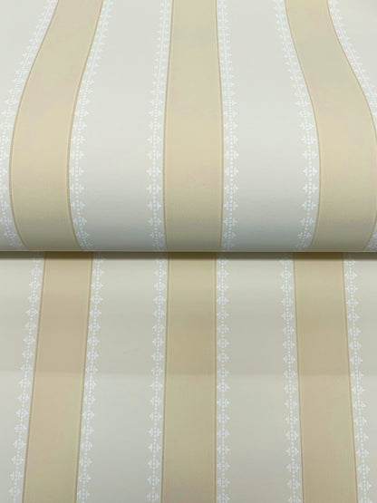 York Wallcoverings Antonina Vella Tilford Neutral Awning Stripe Wallpaper Graphics Farmhouse Beige  Wallpaper - VP1374