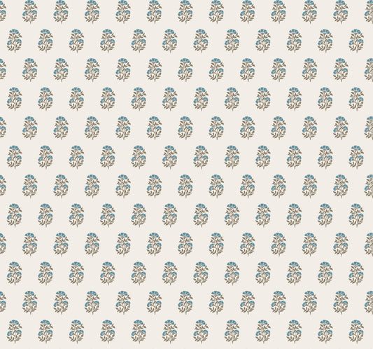 York Wallcoverings Antonina Vella Sylvie Teal Floral Wallpaper Botanical Transitional Aegean & Mink  Wallpaper - VP1383