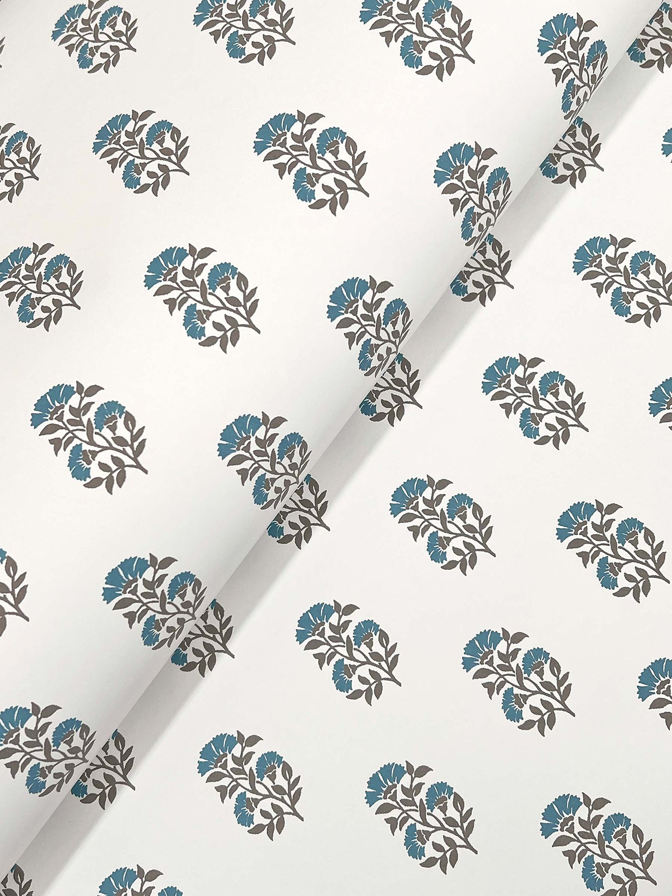 York Wallcoverings Antonina Vella Sylvie Teal Floral Wallpaper Botanical Transitional Aegean & Mink  Wallpaper - VP1383