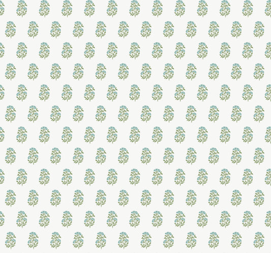 York Wallcoverings Antonina Vella Sylvie Green Floral Wallpaper Botanical Transitional Sky & Green  Wallpaper - VP1385