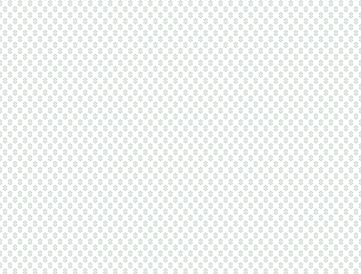 White textile with a subtle light-gray repeating quatrefoil floral pattern.