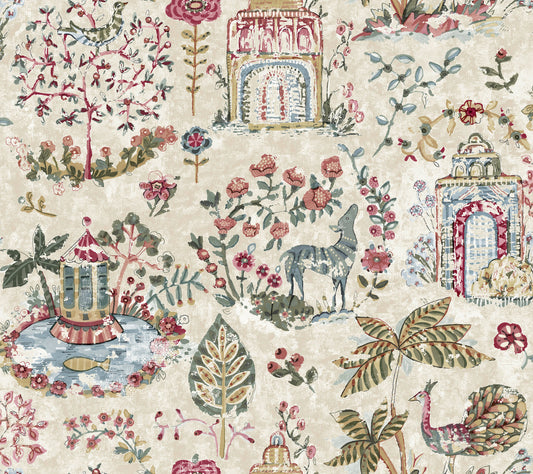 York Wallcoverings Antonina Vella Parc Merlot Garden Dreams Wallpaper Botanical Eclectic Mulberry  Wallpaper - VP1403