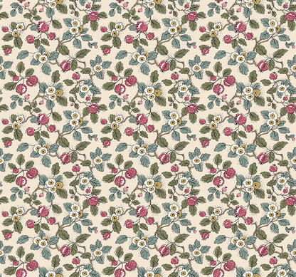 York Wallcoverings Antonina Vella Framboise Merlot Berry Vines Wallpaper Botanical Whimsical Mulberry & Evergreen  Wallpaper - VP1411