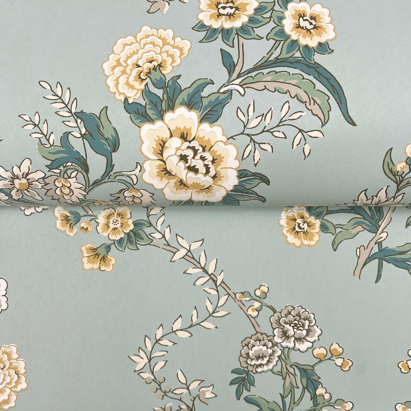 York Wallcoverings Antonina Vella Genevieve Harbor Blue Floral Trail Wallpaper Botanical Farmhouse Harbor Blue  Wallpaper - VP1422