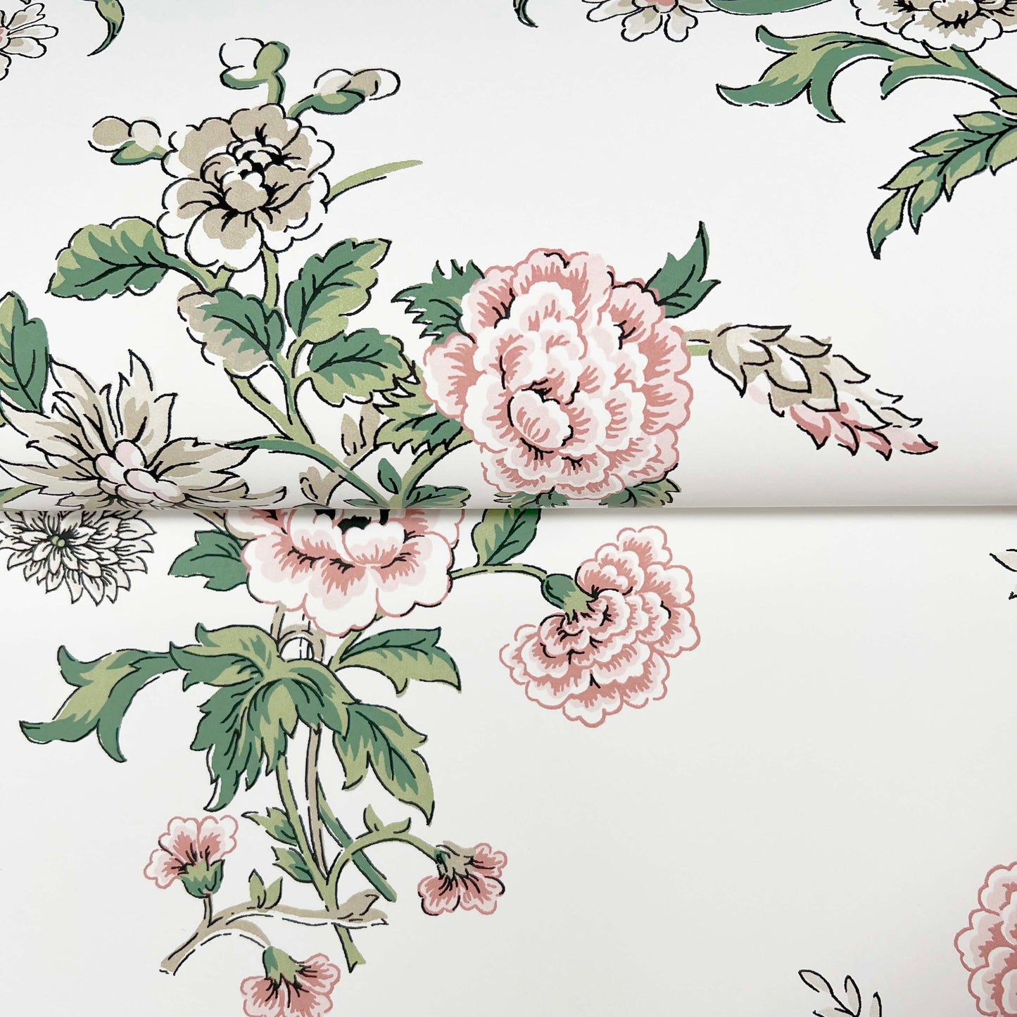 York Wallcoverings Antonina Vella Genevieve Blush Floral Trail Wallpaper Botanical Farmhouse Pink & Green  Wallpaper - VP1425