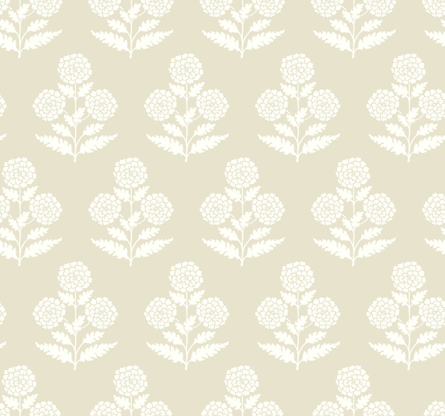 York Wallcoverings Antonina Vella Souci Beige Marigolds Wallpaper Botanical Modern Beige  Wallpaper - VP1433