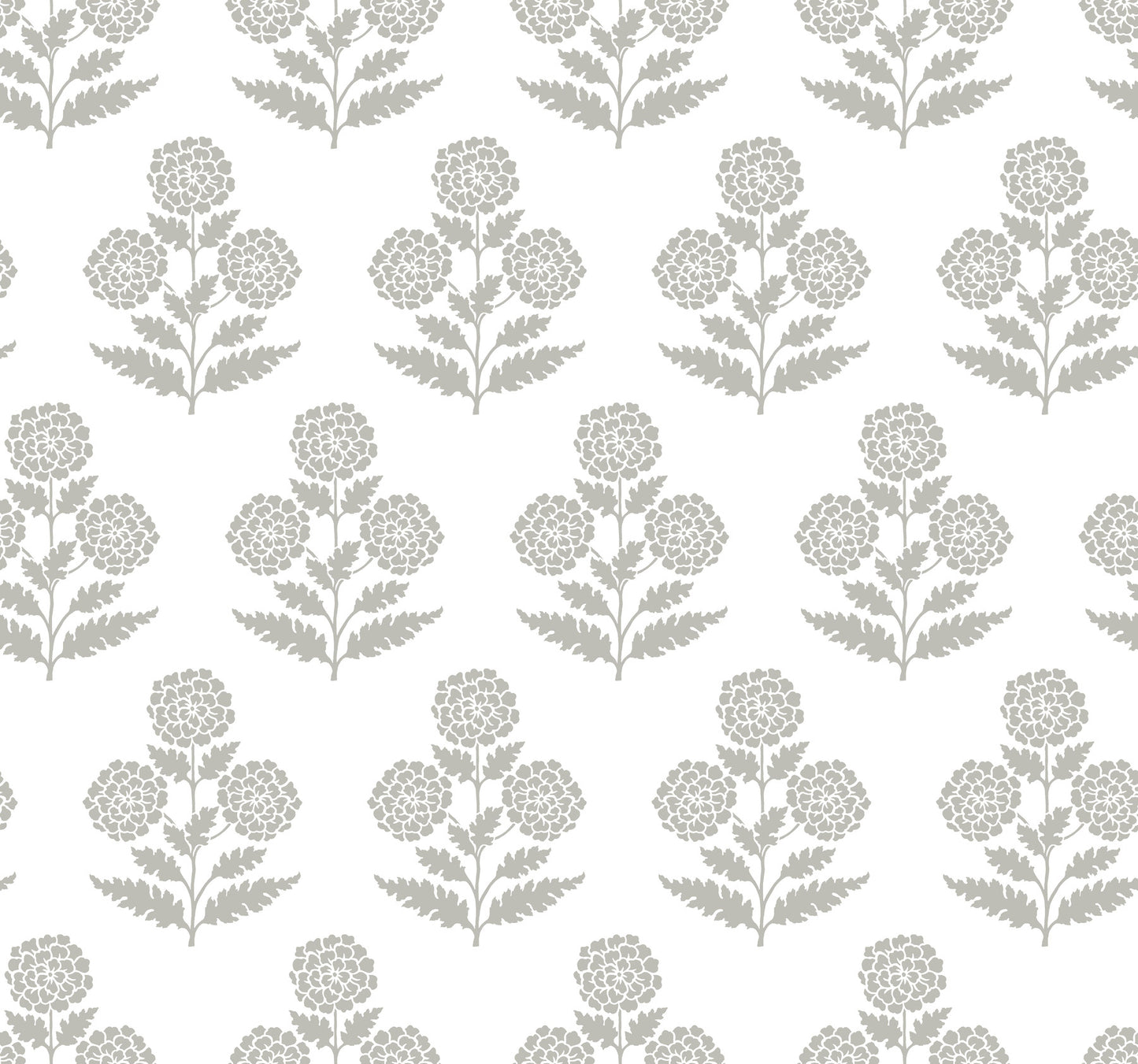 York Wallcoverings Antonina Vella Souci Grey Marigolds Wallpaper Botanical Modern Charcoal  Wallpaper - VP1435